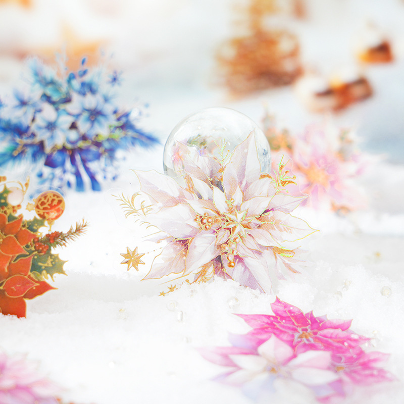10 Pcs Christmas flower themed PET Sticker