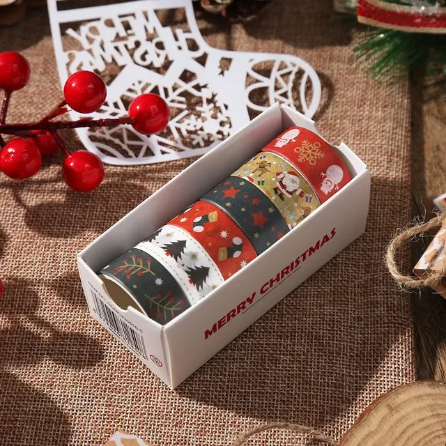 6 Rolls Christmas Holiday Washi Tape Snowflake Deer Christmas