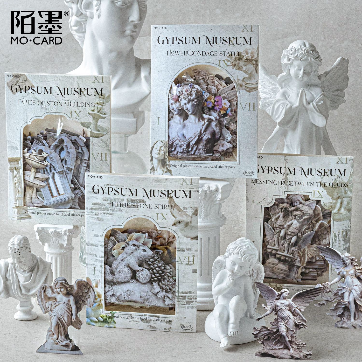 30Pcs/Pack Retro Stone Statue Theme Card Sticker