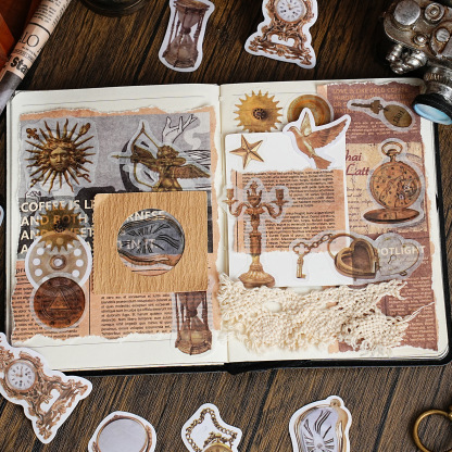 50Pcs/Pack Vintage Metal Steampunk Washi Stickers