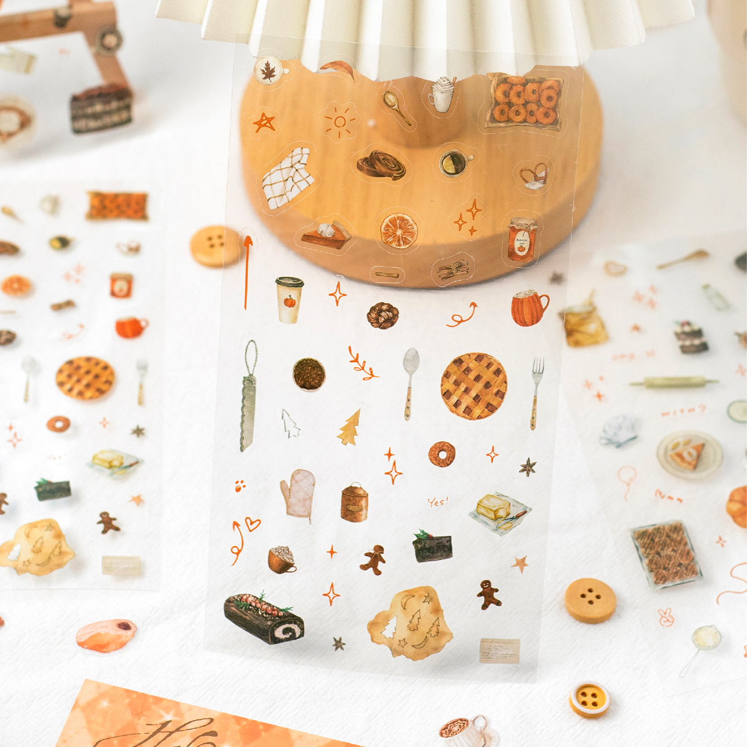 6 Sheet/Pack Coffee Dessert Bread PET Sticker