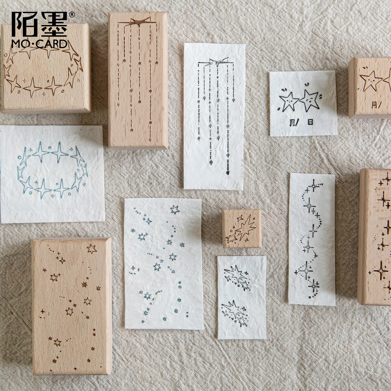 1Pcs Star Moon Element Wood Stamp