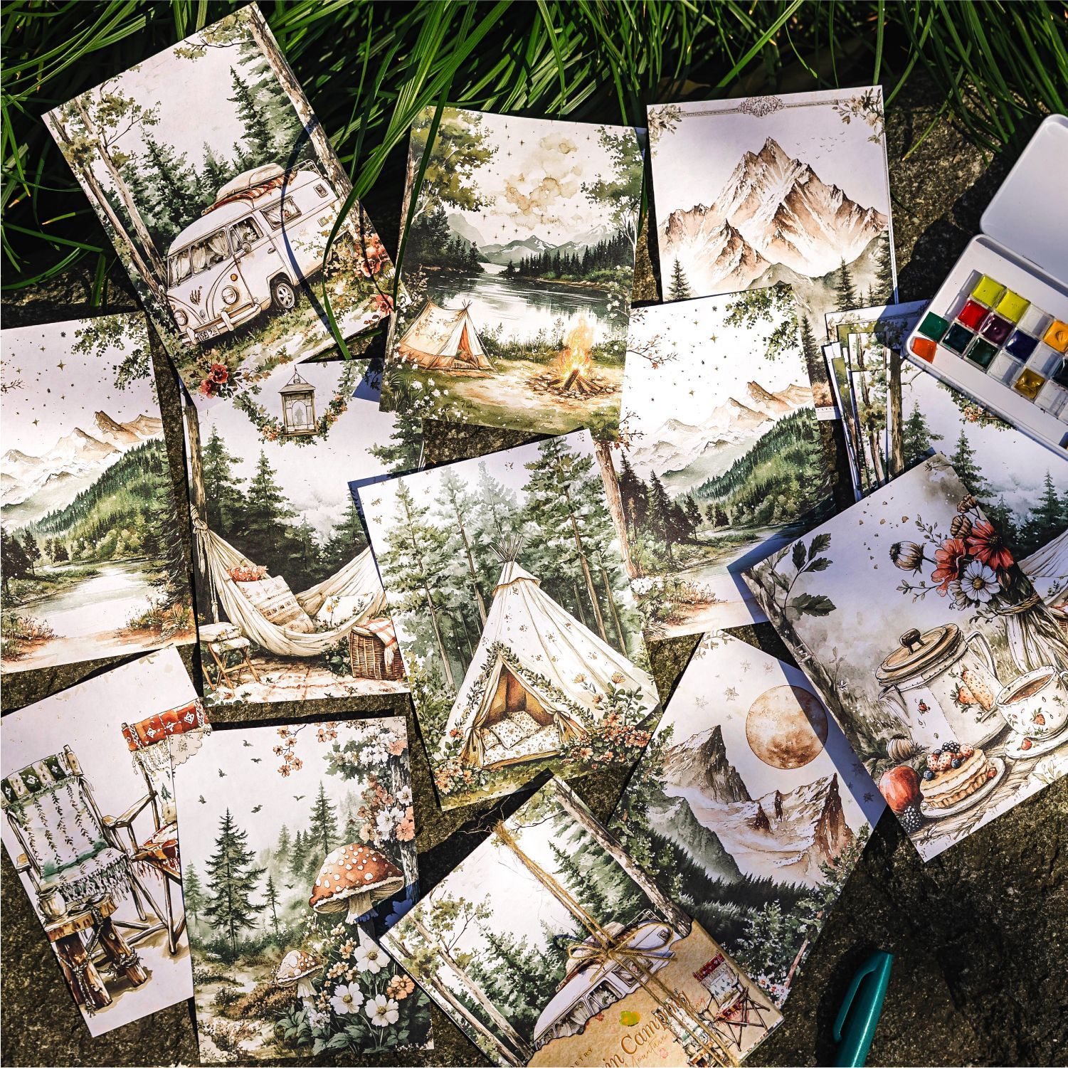 30Pcs/Pack Picnic Camping Theme Material Paper