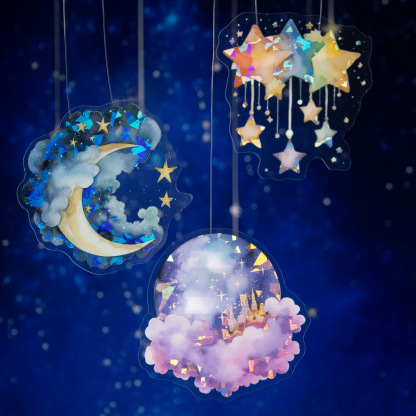 10Pcs/Pack Charming Moon Star Theme Shell Light PET Sticker
