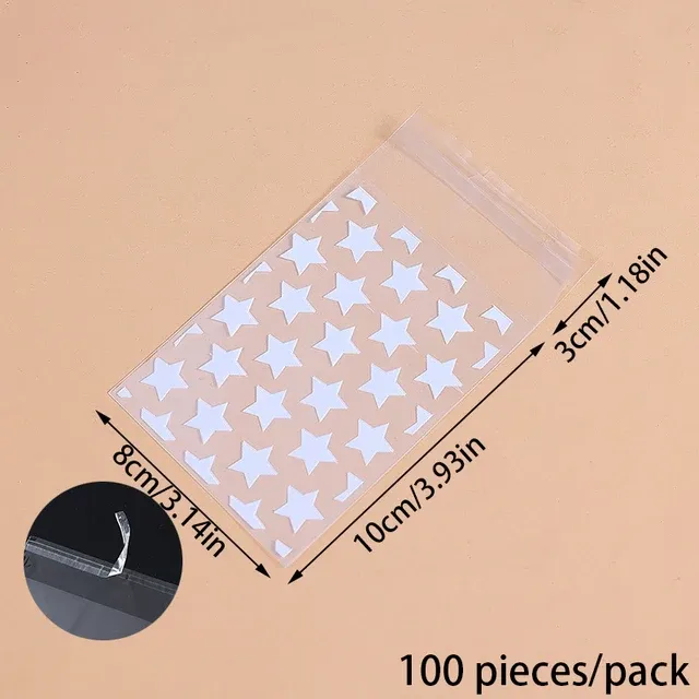 100pcs Plastic Transparent Packing Bags Star Polka Dot Candy Bags