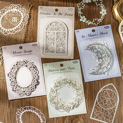 10Pcs Vintage Scrapbook Hollow Material Paper