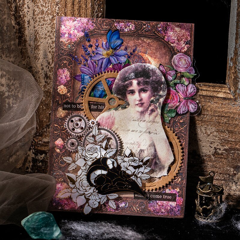 50 sheets Retro Dark Series Collage Junk Journal Material Book-JournalTale