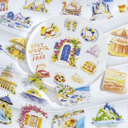 15Pcs/Pack Summer City Travel Theme PET Stickers