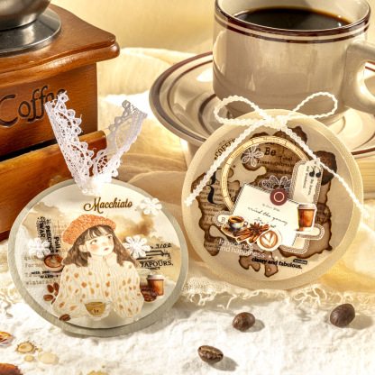 Pre-cut coffee stain themed PET tape 2.36*78.74 inch