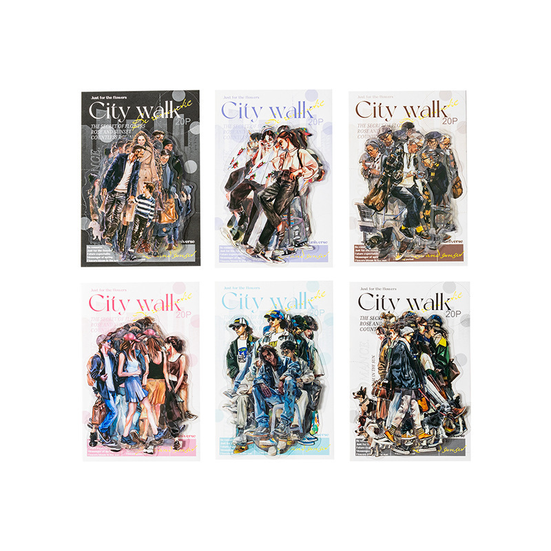 20pcs/Pack City Shopping People PET Stickers