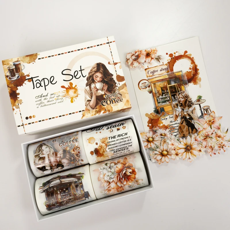 4 Roll/set vintage girl flower pet tape