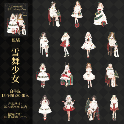 30Pcs/Pack Christmas Character Theme Stickers