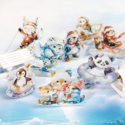 15Pcs/Pack Pre-cut Cute Animal Party Theme PET Stickers