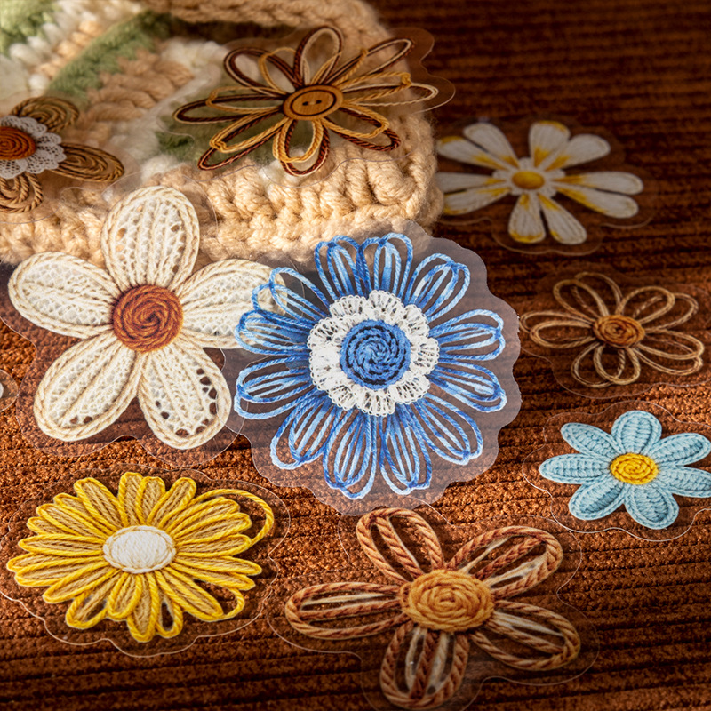 40pcs Embroidered-Style Floral PET Stickers