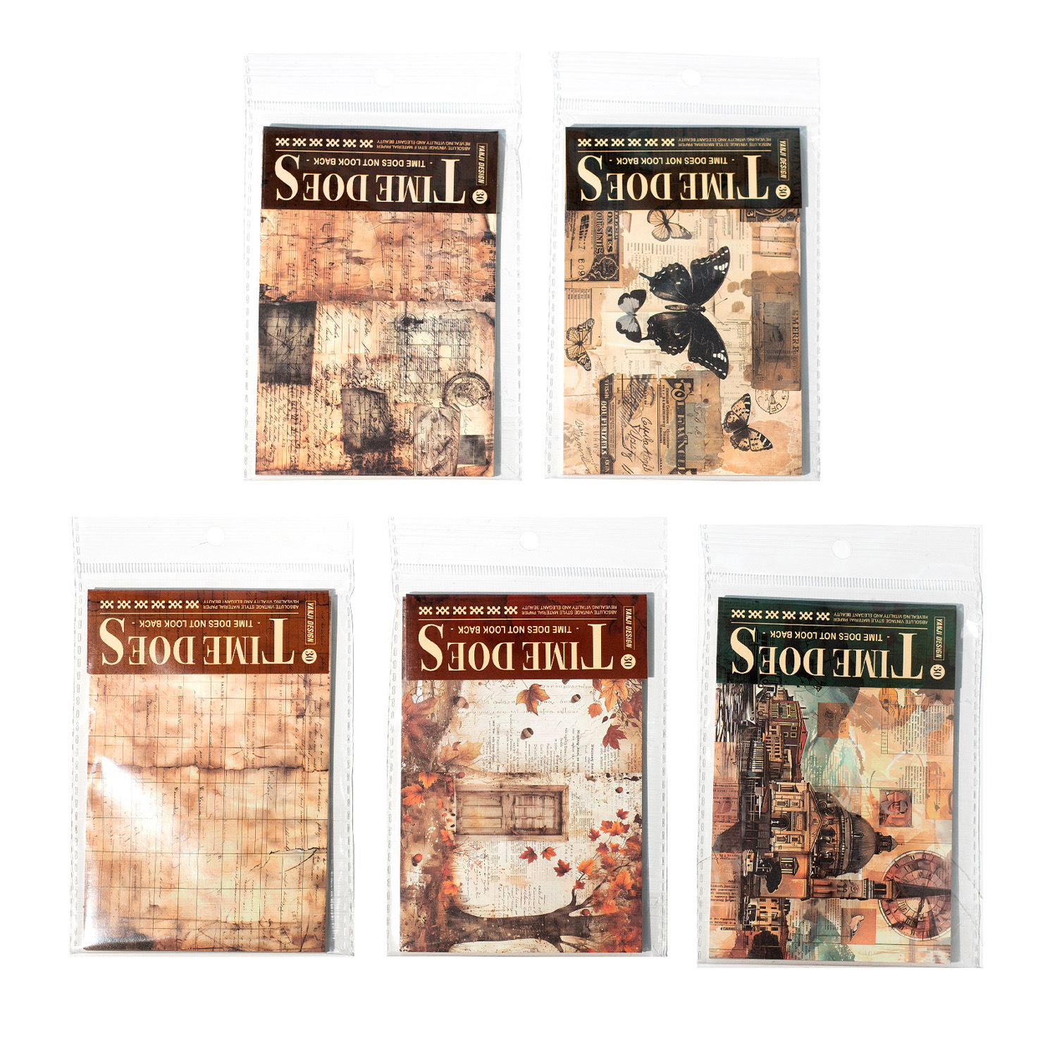 30Pcs/Pack Vintage Tearable Butterfly Landscape Kraft Paper Background Scrapbook Paper