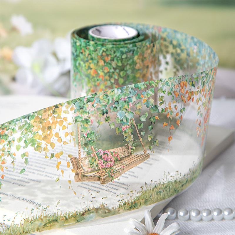 Flower and vine themed PET tape, 3.15 x 78.74 inches