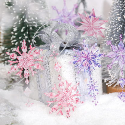 20Pcs/Pack Pre-cut Colorful Crystal Snowflake Shape PET Stickers