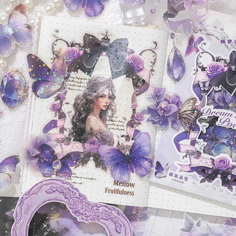 35 pcs/lot Colorful Frame Butterfly Sticker Material Pack