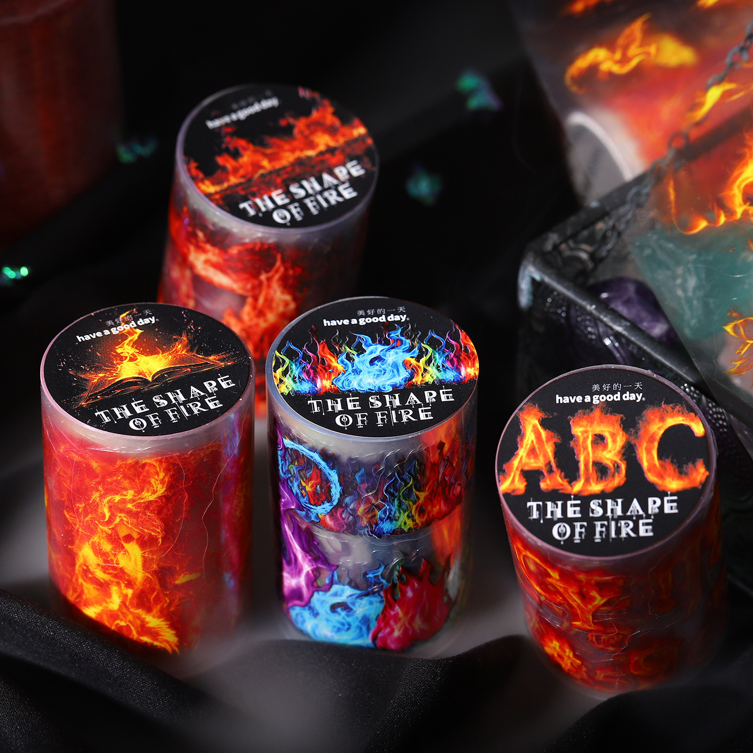 Pre-Cut Flame Numbers Colored Flame Theme PET Tape 2.36 Inch * 78.74 Inch