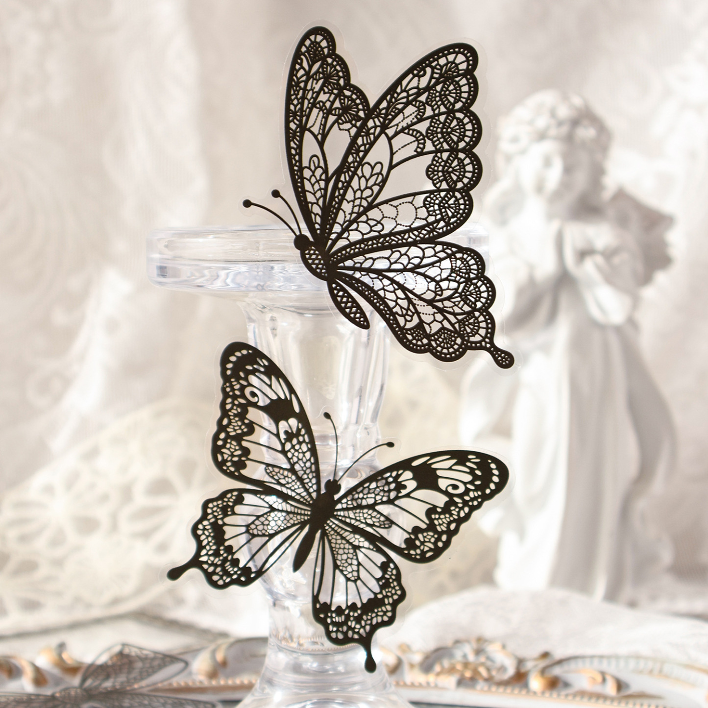 20Pcs/Pack Vintage Lace Frame PET Stickers