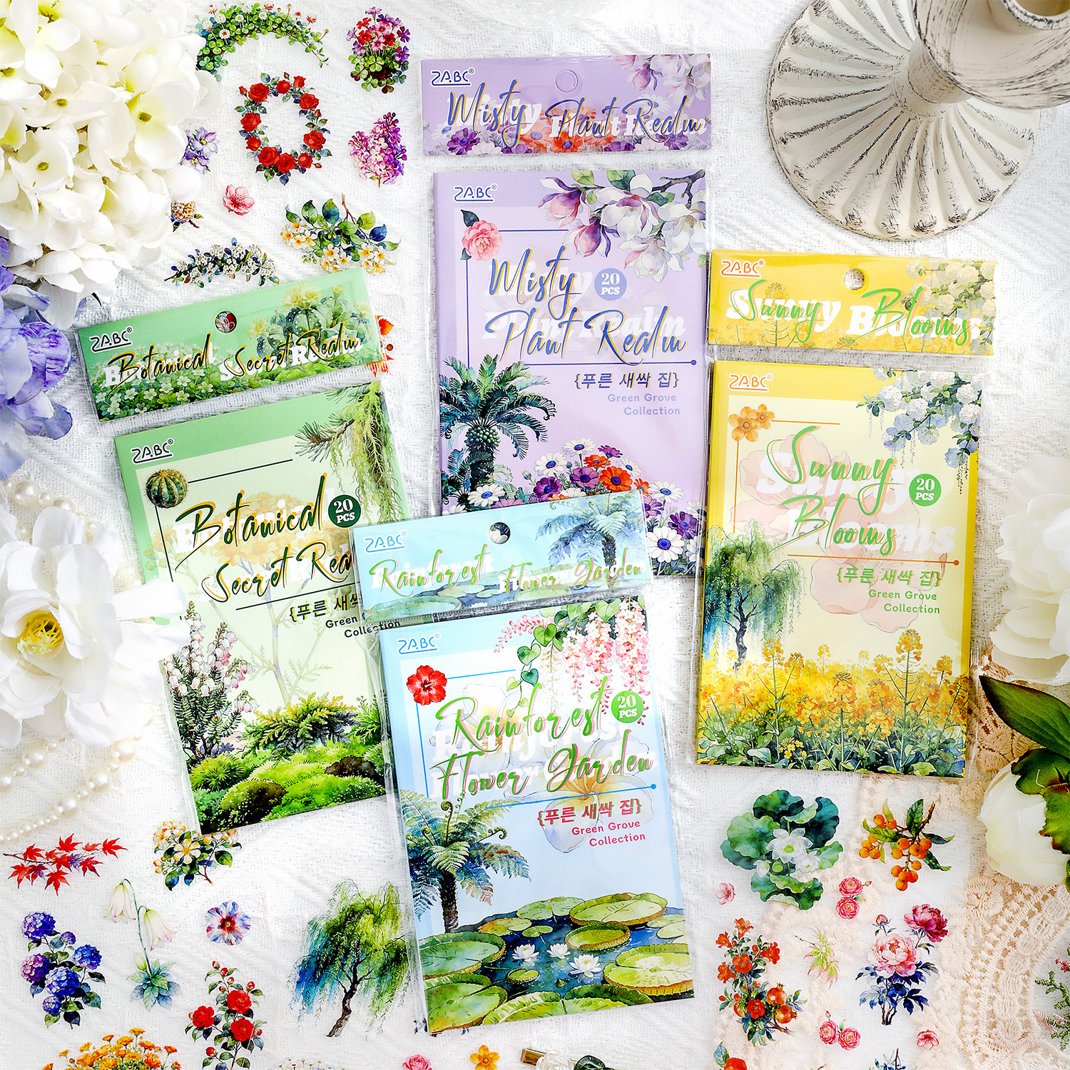 20pcs Plant & Flower PET Stickers