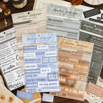 8Pcs/Pack Vintage English Pre-cut Stickers Decorative Collage