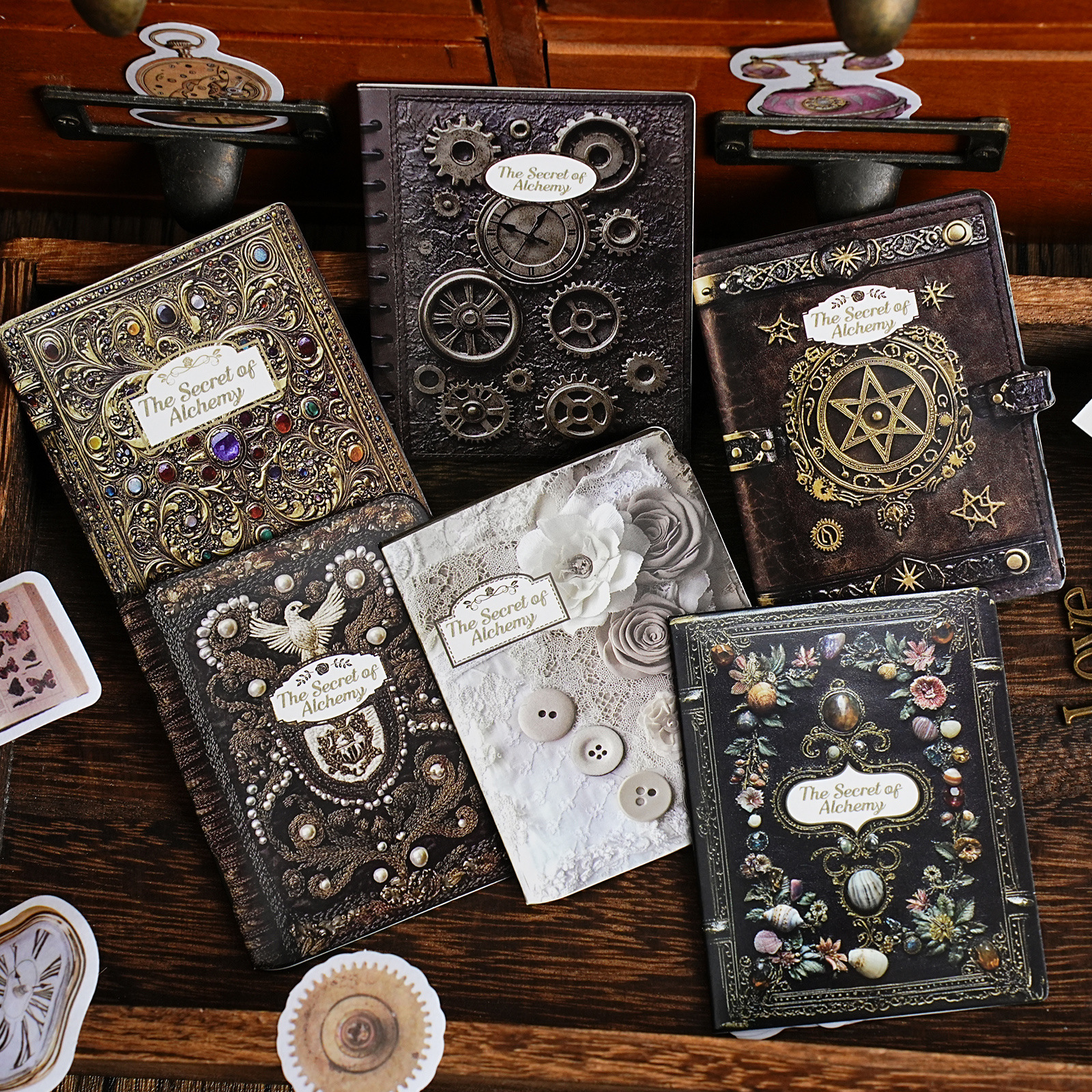 50Pcs/Pack Vintage Metal Steampunk Washi Stickers