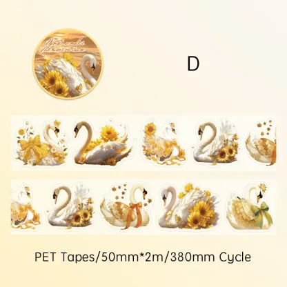 50mm*2m Fantasy Swan Theme PET Tape