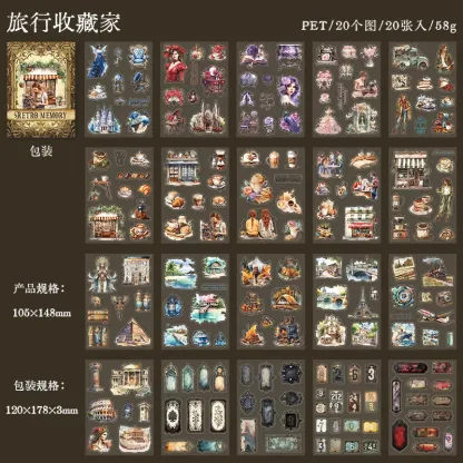 28pcs Vintage Pre-cut PET Stickers