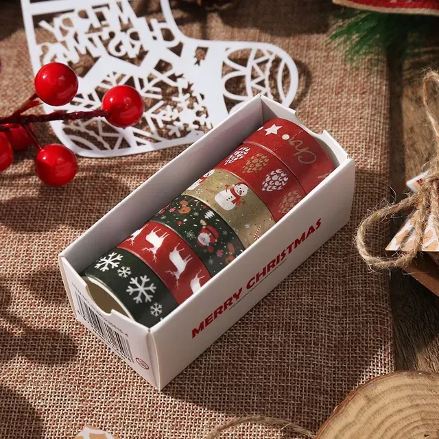 6 Rolls Christmas Holiday Washi Tape Snowflake Deer Christmas