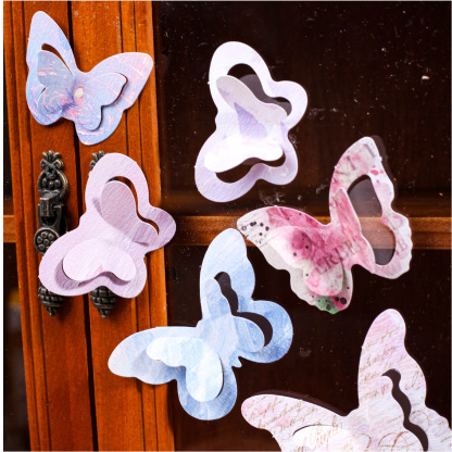 20Pcs/Pack Pre-cut 3D Butterfly Theme Kraft Paper Decorative Material Paper