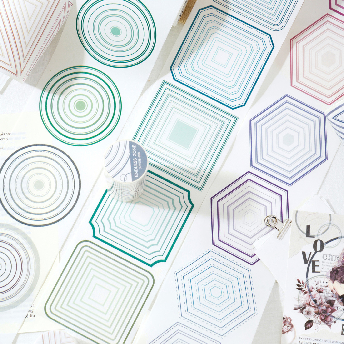 Pre-cut polygon borders Journaling Washi Tape 3.54 inches * 78.74 inches