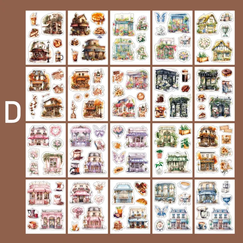 20Sheets/Pack Shop Doors and Windows Building Theme PET Sticker Book
