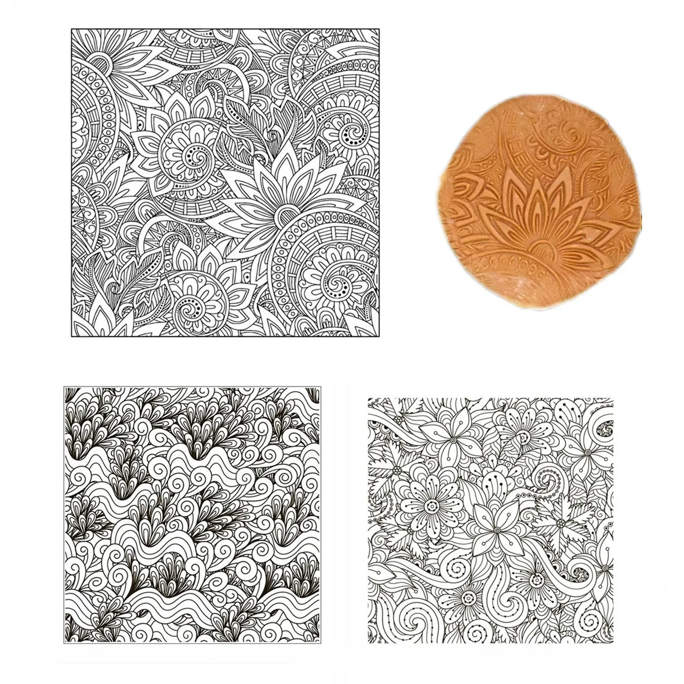 Texture Stamp Sheets Mandala Pattern DIY Embossing Art Clay Pottery Tools