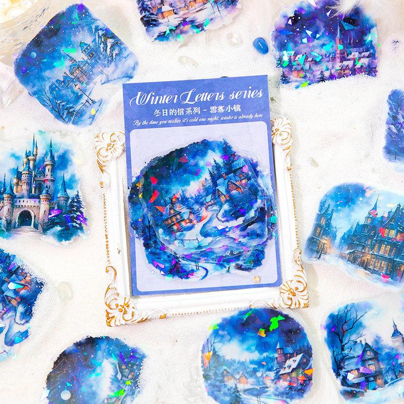 10pcs/pack winter castle theme stickers suitable for scrapbook decoration junk journal crafts
