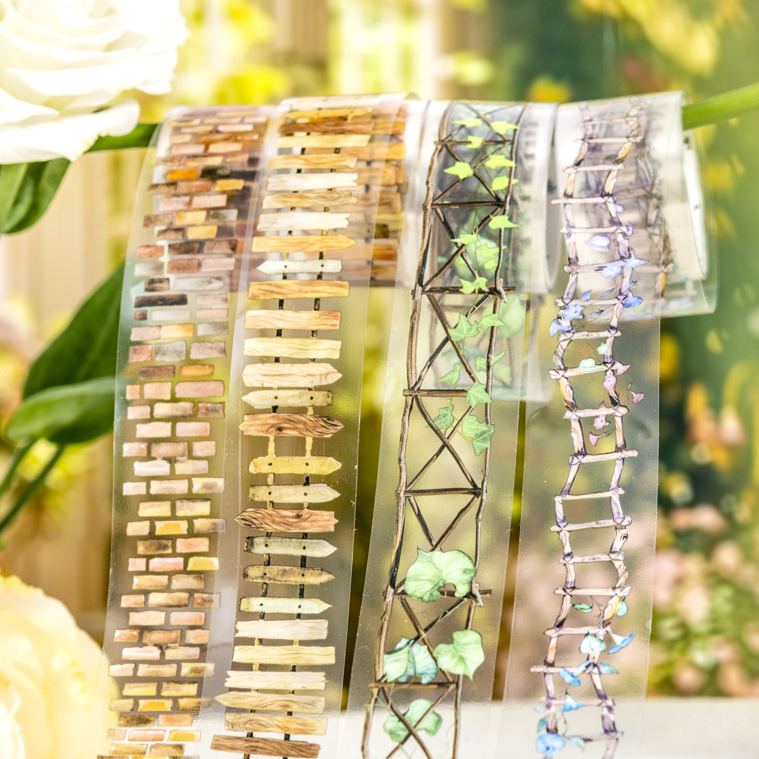Garden path plant ladder theme PET background decoration tape 0.98 inch * 78.74 inch