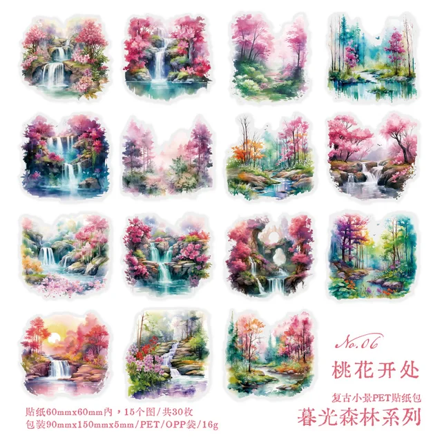 30pcs/Pack Forest Theme Stickers for Decorative Scrapbooking-JournalTale
