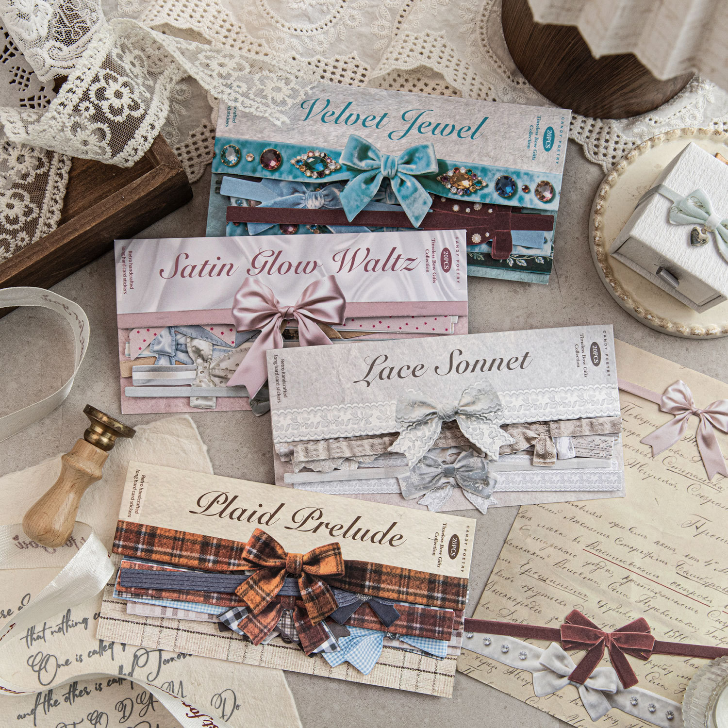 20Pcs Bow Strip Theme Sticker