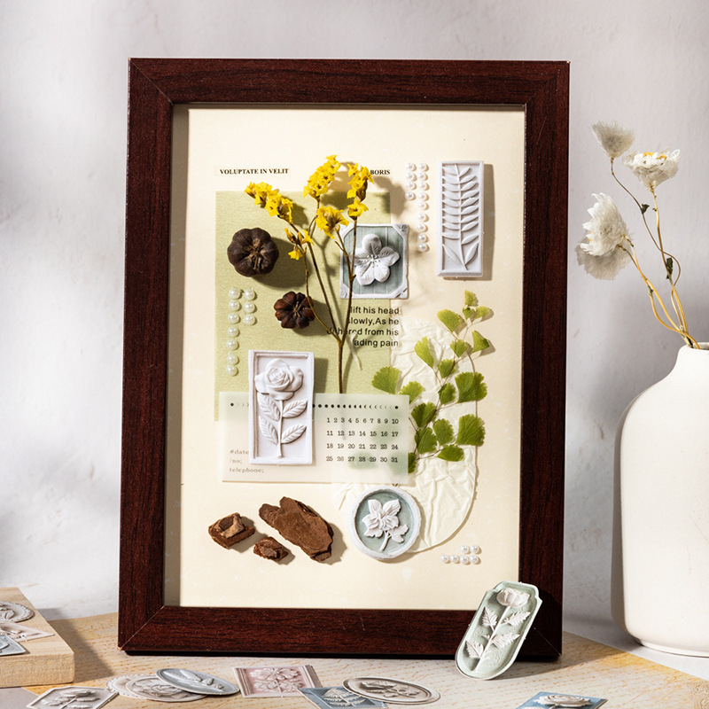 30Pcs Embossed Floral Theme Stickers