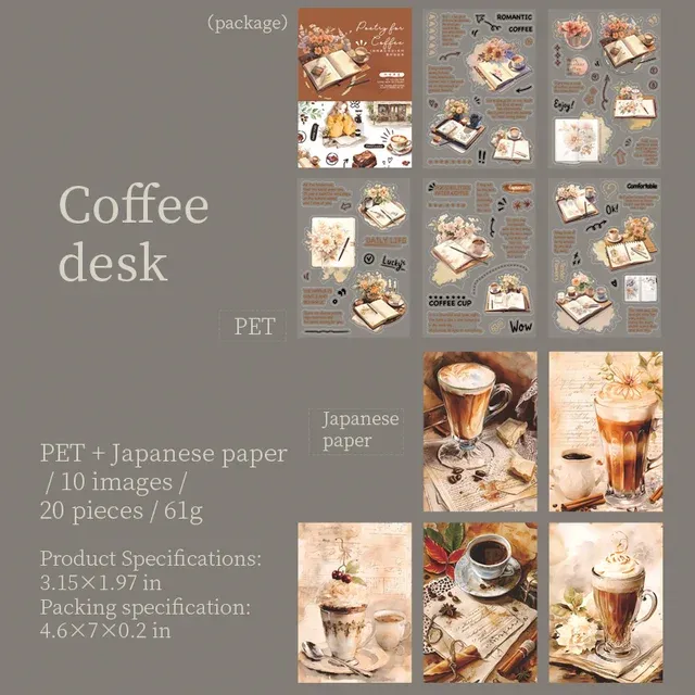 20pcs/lot Cofee Theme Decorative Vintage Stickers