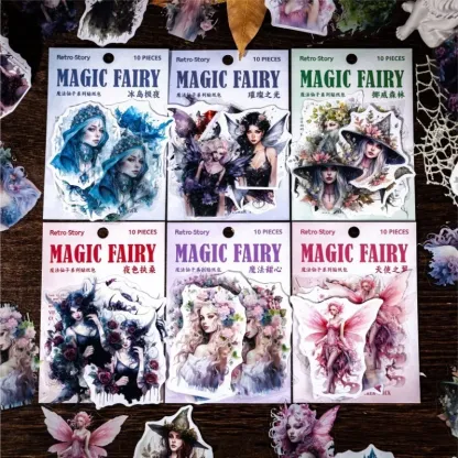 10Pcs Magic Fairy PET Sticker Pack Scrapbooking Craft Supplies