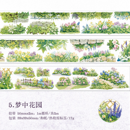 Season Mountain Seaside Landscape Theme Background Washi Tape 1.97*78.74 inch
