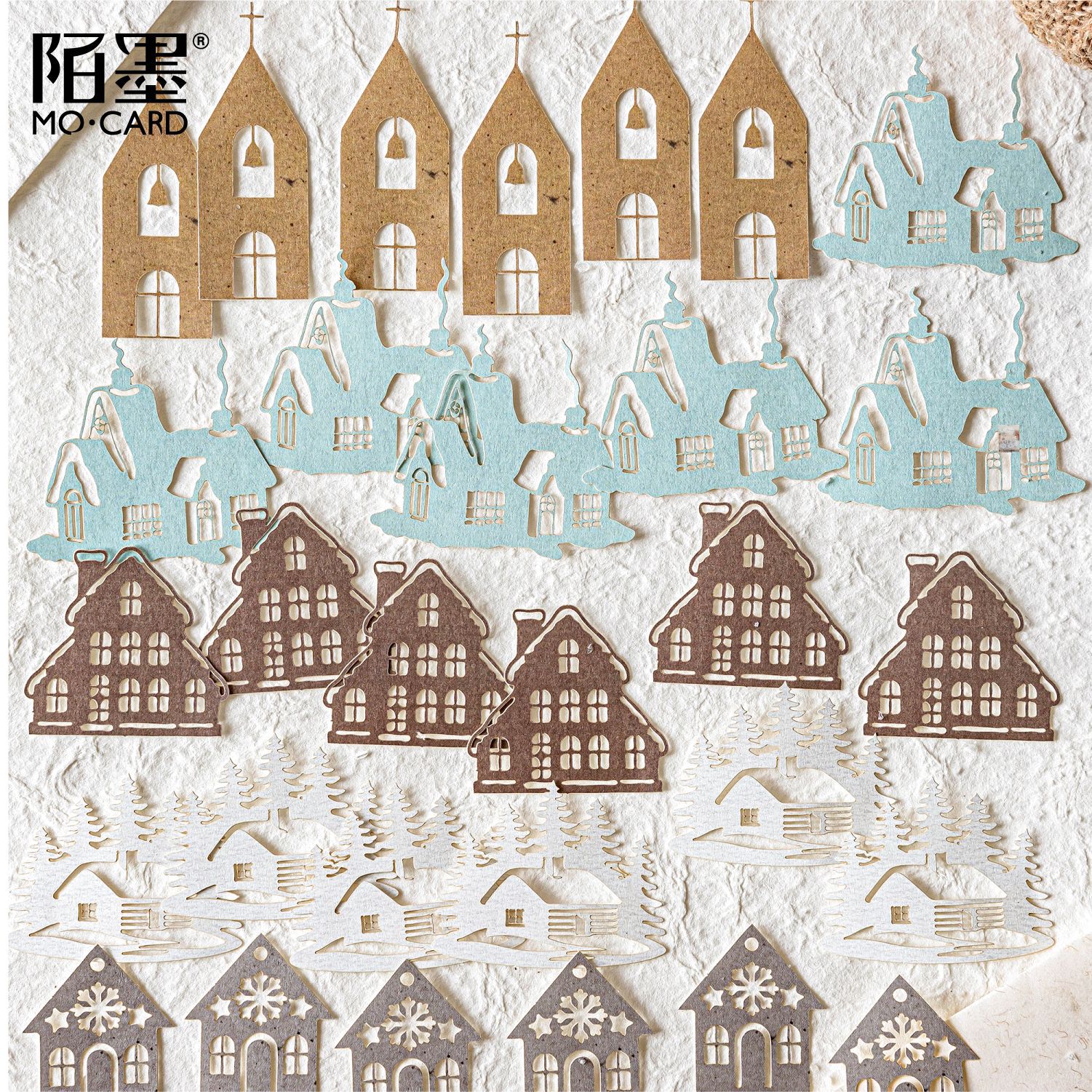 30Pcs Vintage Hollow Winter Theme Material Paper