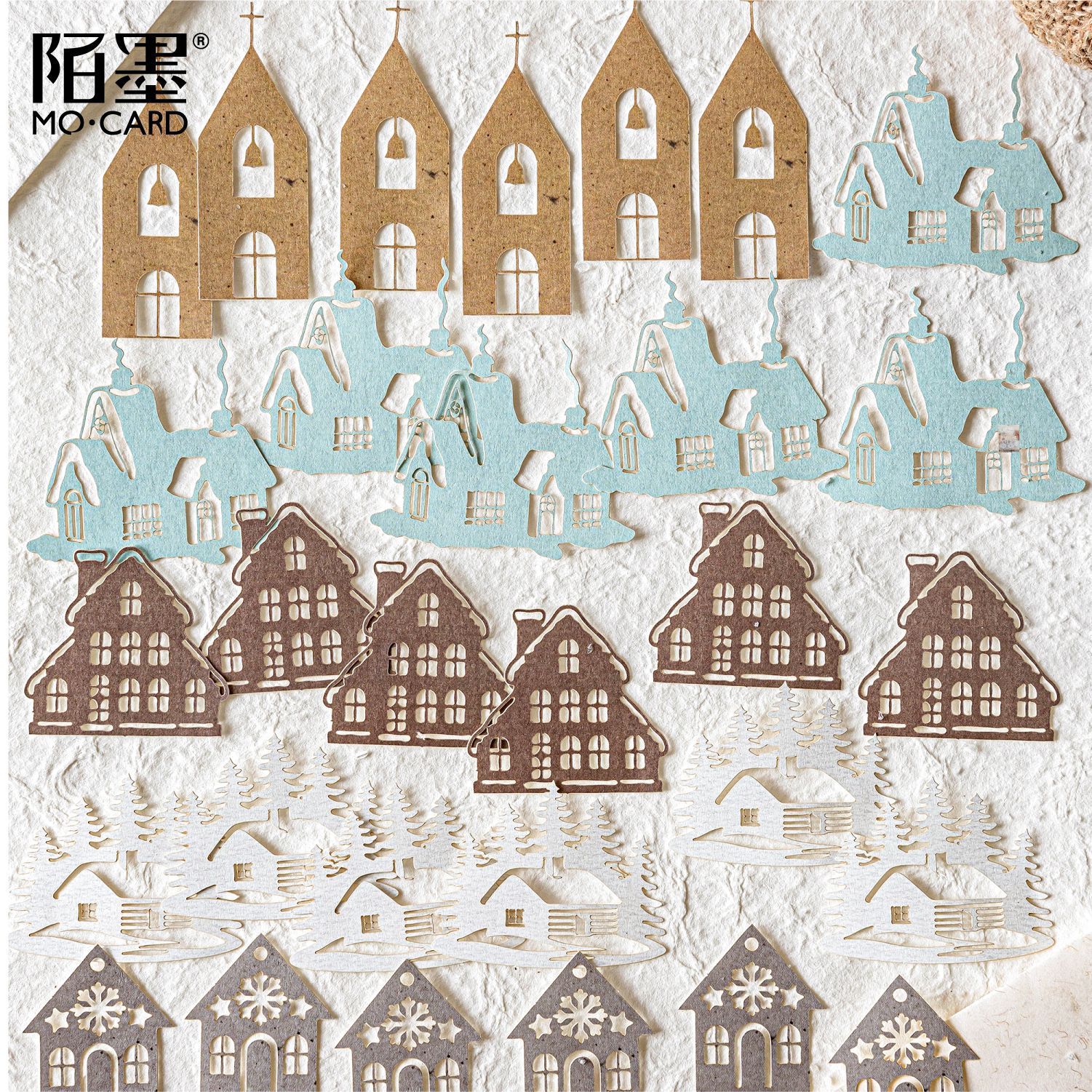 30Pcs Vintage Hollow Winter Theme Material Paper