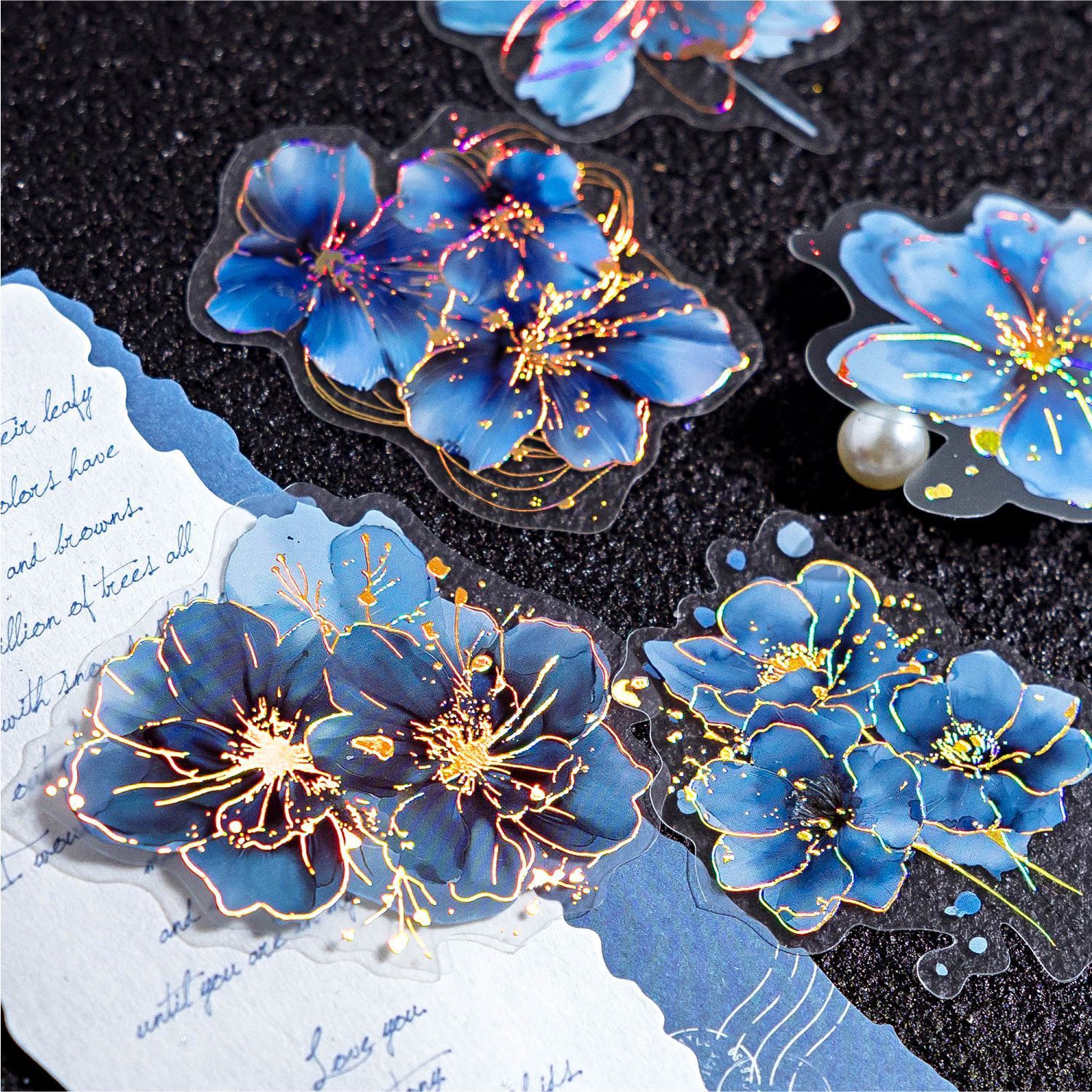 20pcs Matte Gold Stamping PET Sticker