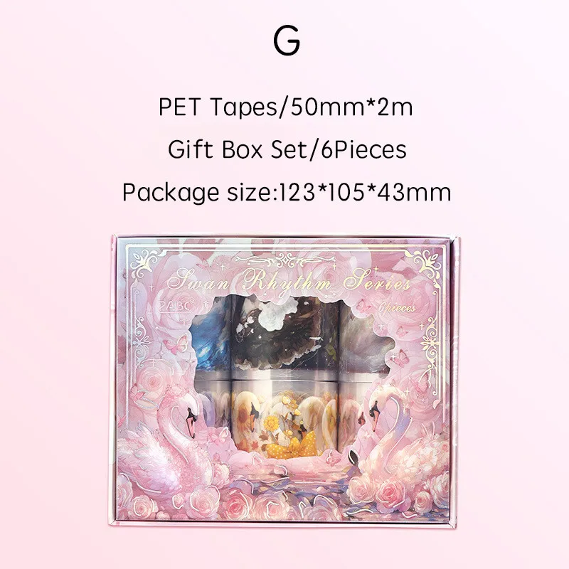 50mm*2m Fantasy Swan Theme PET Tape