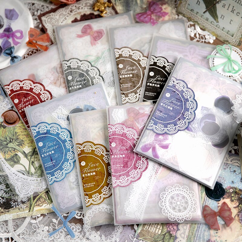 40pcs/pack White Lace Frame Decorative Material Papers-JournalTale
