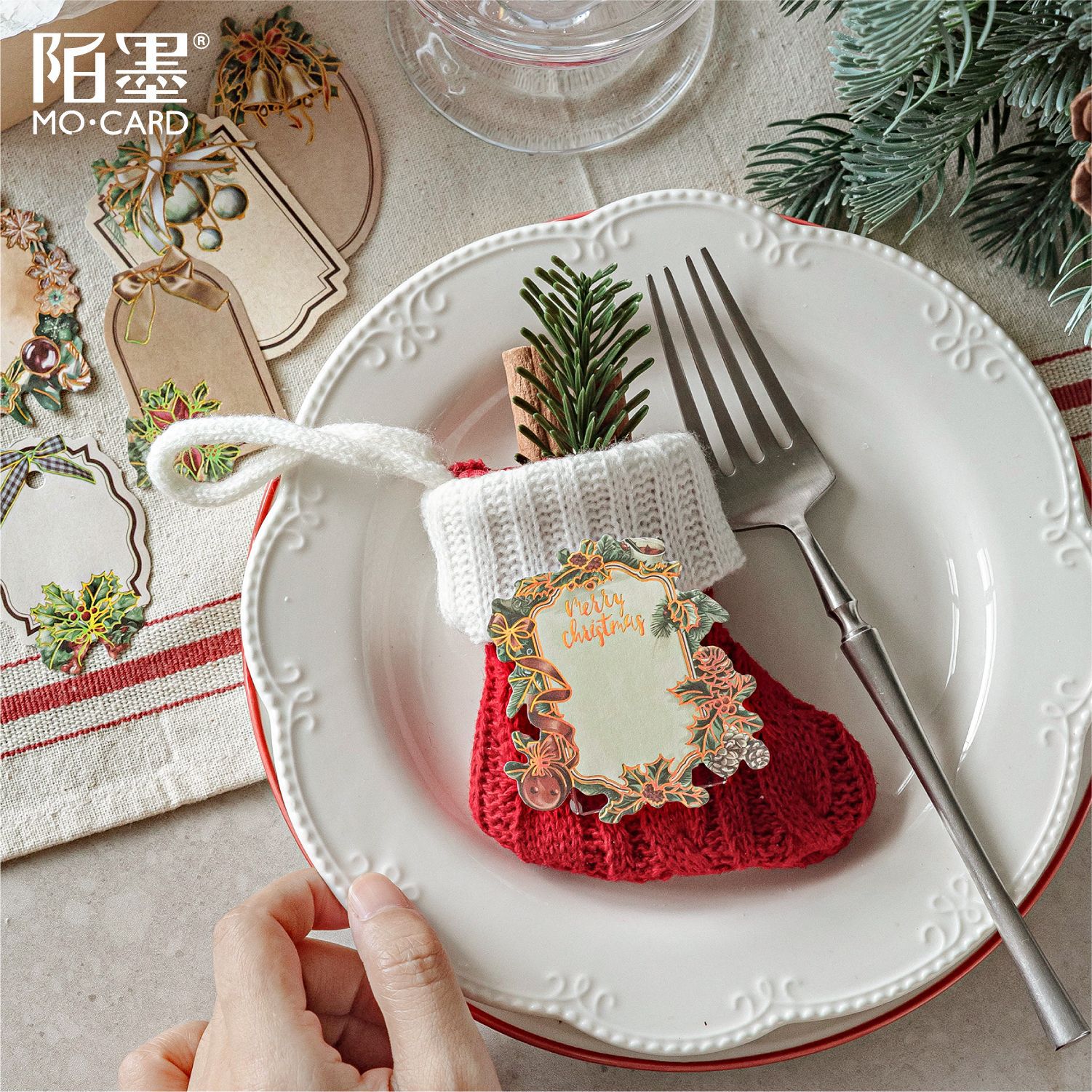 30 Pcs/Pack Christmas Themed Kraft Paper Stickers