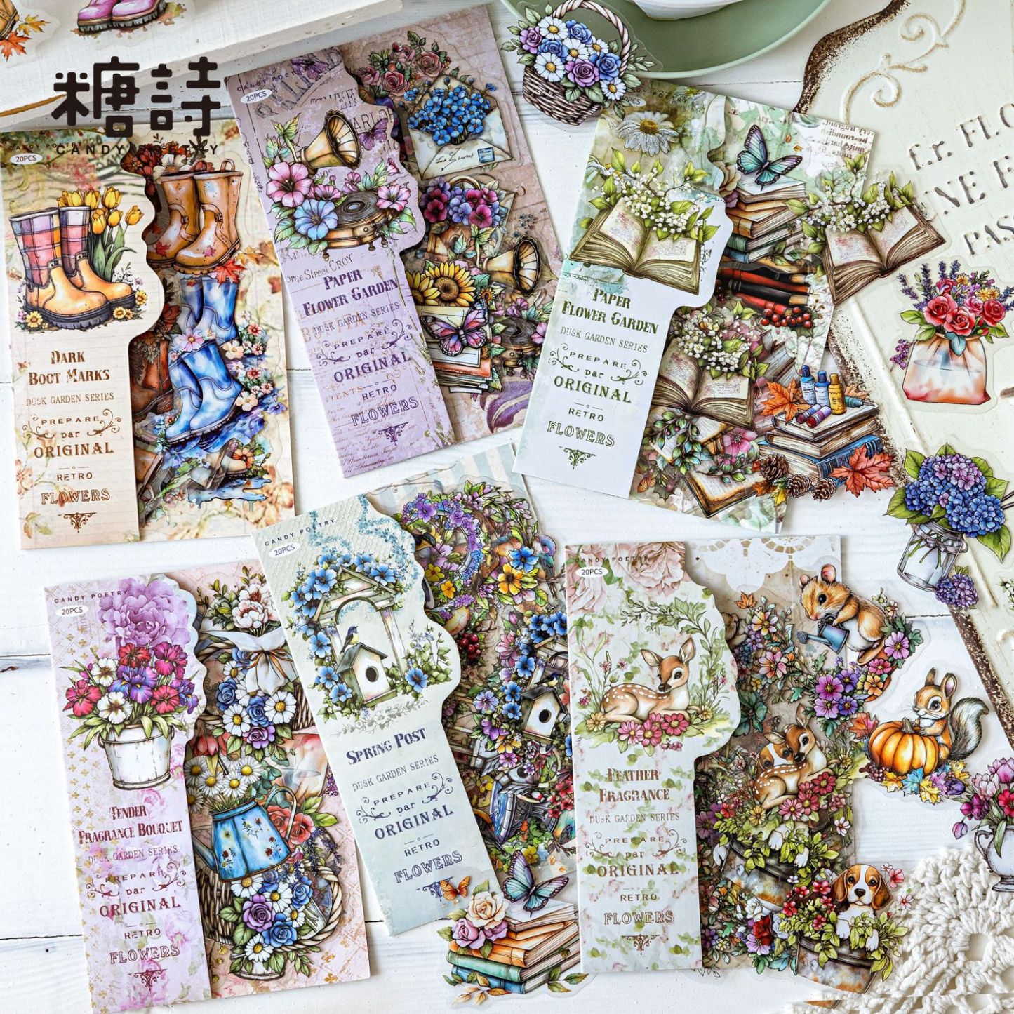 20Pcs/Pack Garden Animal Themed PET Stickers