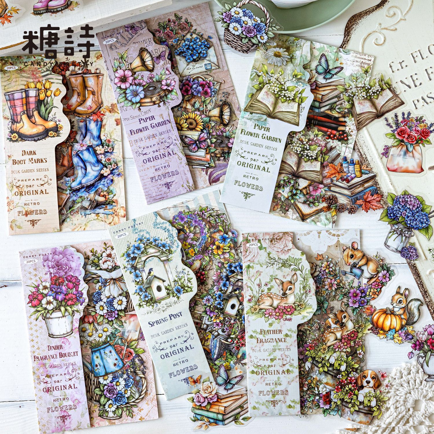 20Pcs/Pack Garden Animal Themed PET Stickers